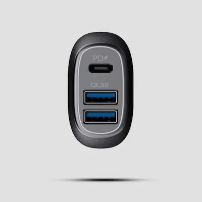 Rockrose Safari PQ2  Triple Port 42W Max PD & QC 3.0 Car Charger &ndash; Black